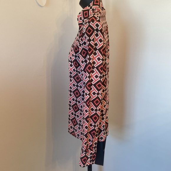Tory Burch Womens Pink Brown Geometric Blouse Button Front Top Size 4 - Picture 4 of 7